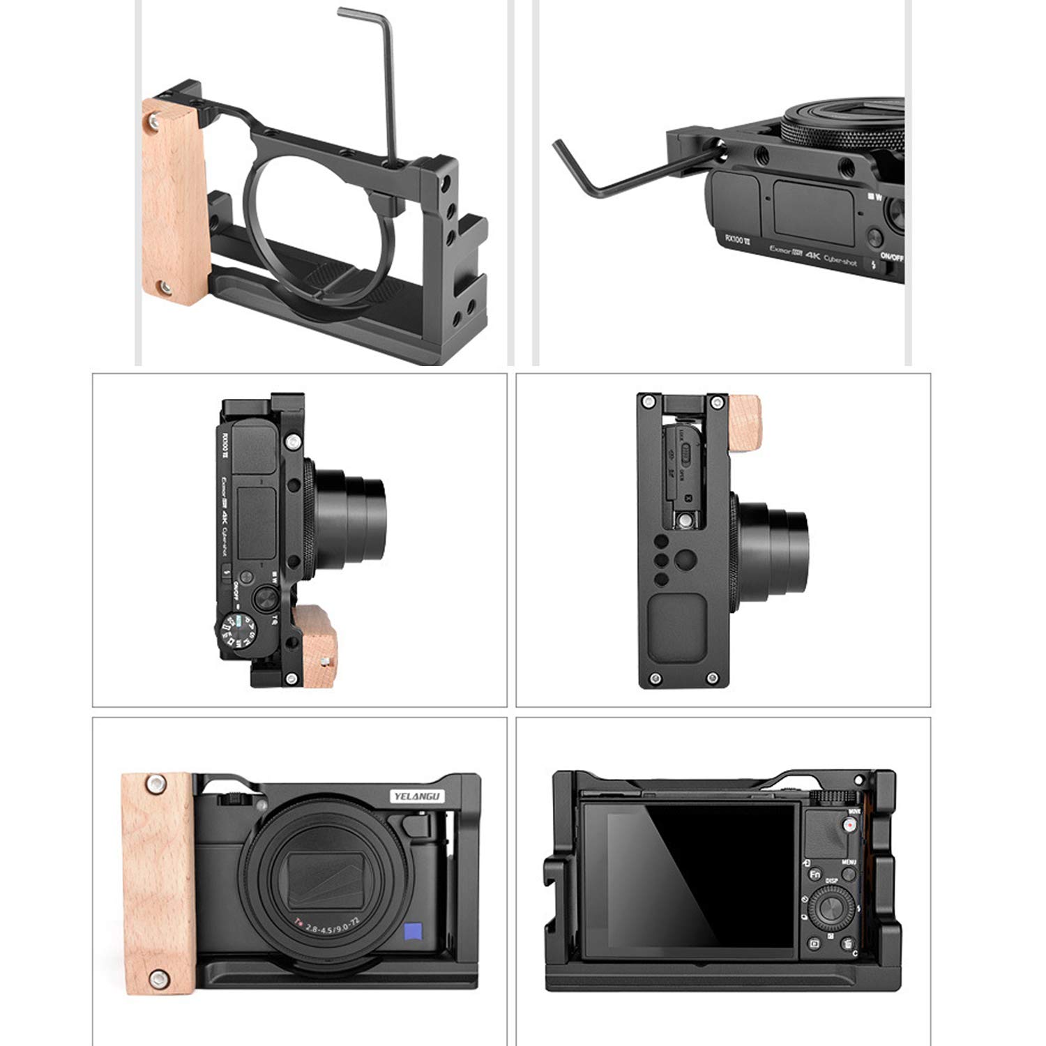 Amazon | Fotga アルミ製保護カメラケージスタビライザー 木製ハンド